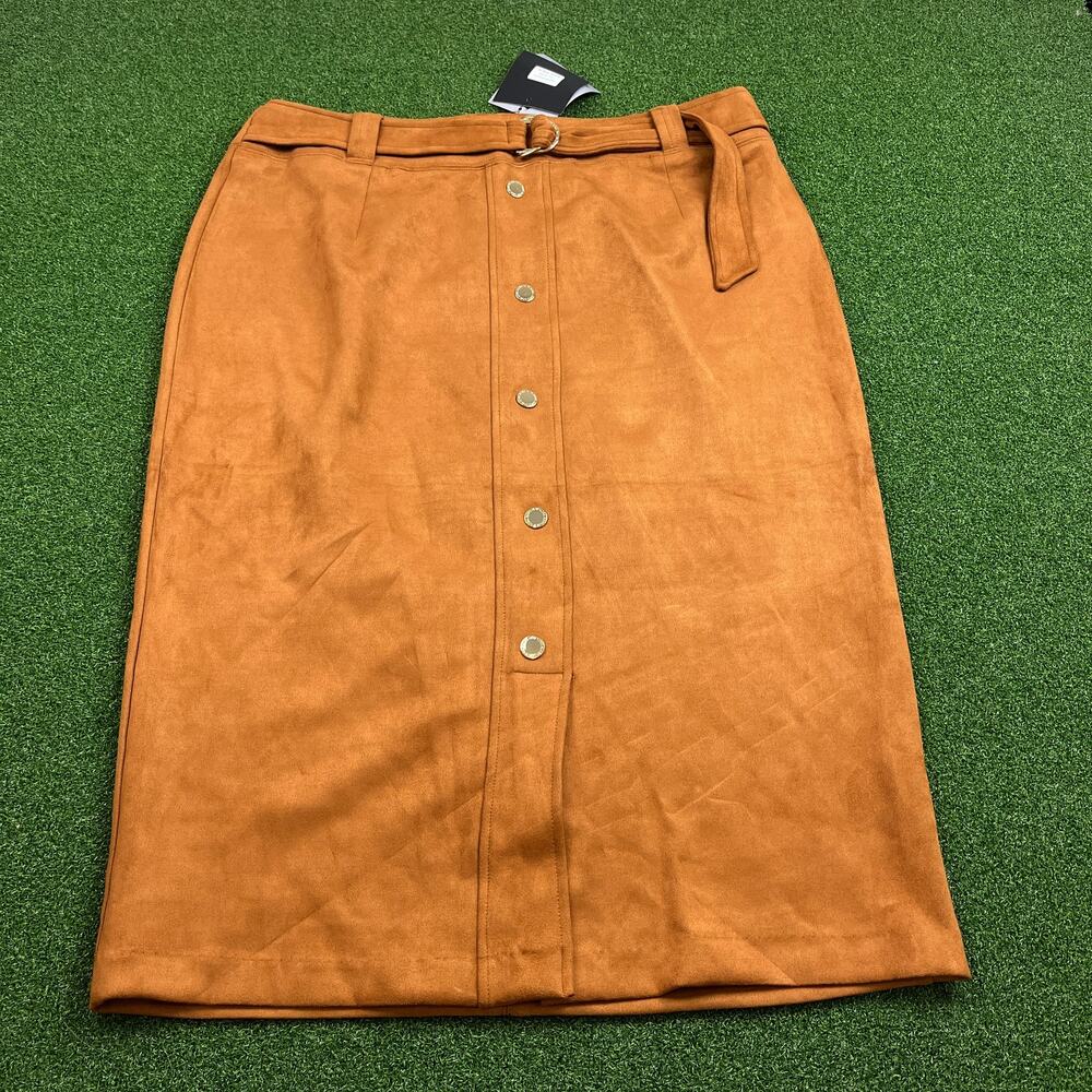 NWT Marc New York Faux Suede Midi A-Line Skirt Sz 1X